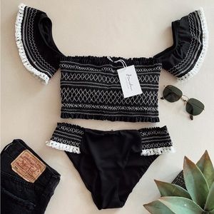 Starlow Embroidered Black Bikini Set (Small)